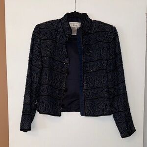 Vintage Adrianna Papell Elegant Dark Blue Beaded  Women's Jacket